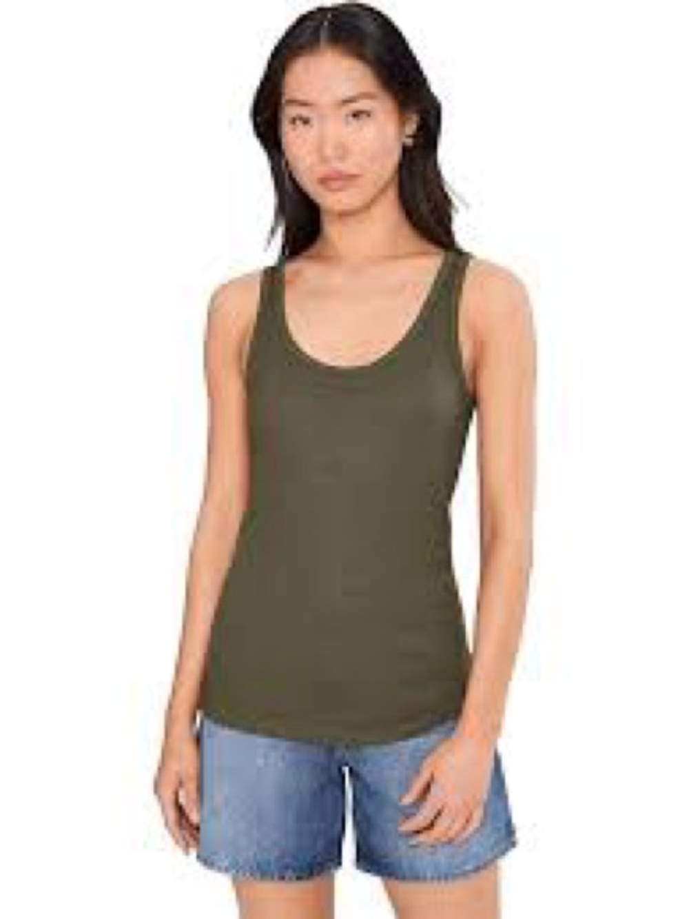 Splendid 1x1 Olive Scoop Neck Tank